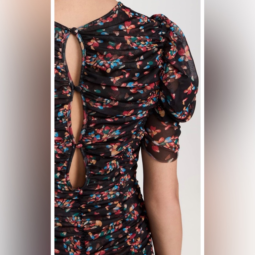 Free People briella twilight combo floral Black and Red Floral ruched mesh dress - Picture 5 of 11
